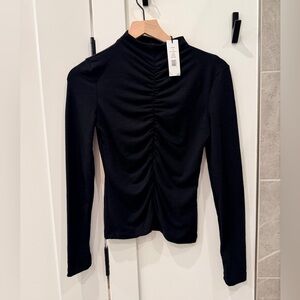 Black long sleeve ruched knit top - Michael Stars